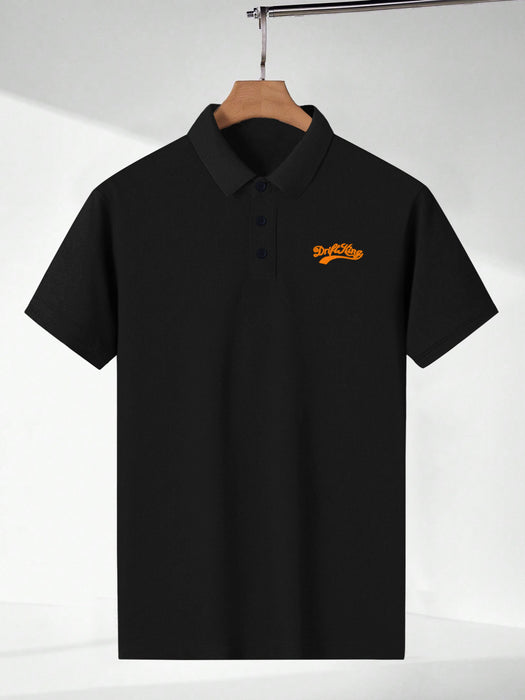 Drift King Summer Polo Shirt For Men-Black With Orange-BR13151
