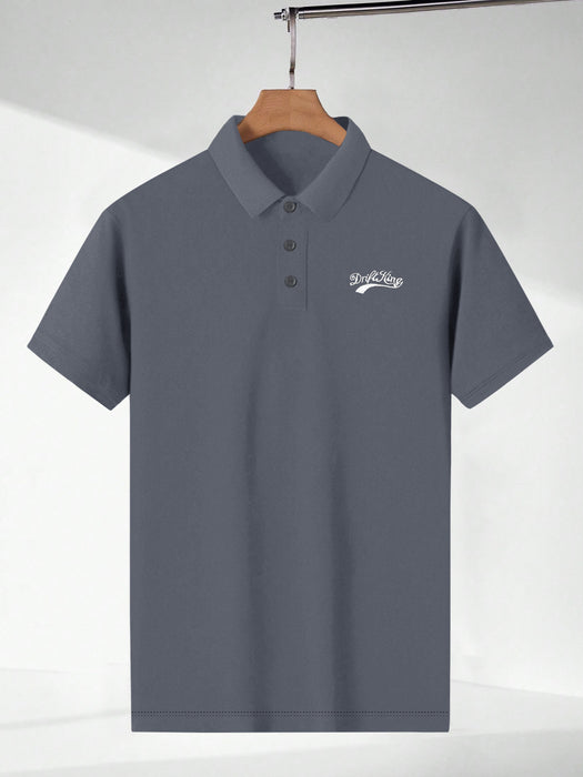 Drift King Summer Polo Shirt For Men-Dark Grey With White-BR13137