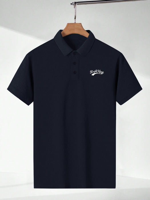 Drift King Summer Polo Shirt For Men-Dark Navy With White-BR13136