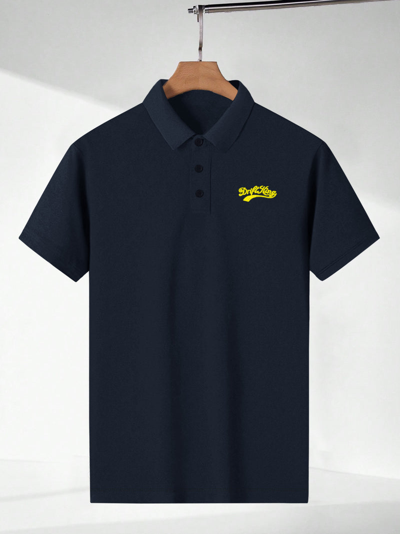 Summer Polo Shirt For Men-Navy With Yellow-BR13154
