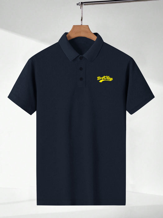 Drift King Summer Polo Shirt For Men-Navy With Yellow-BR13154