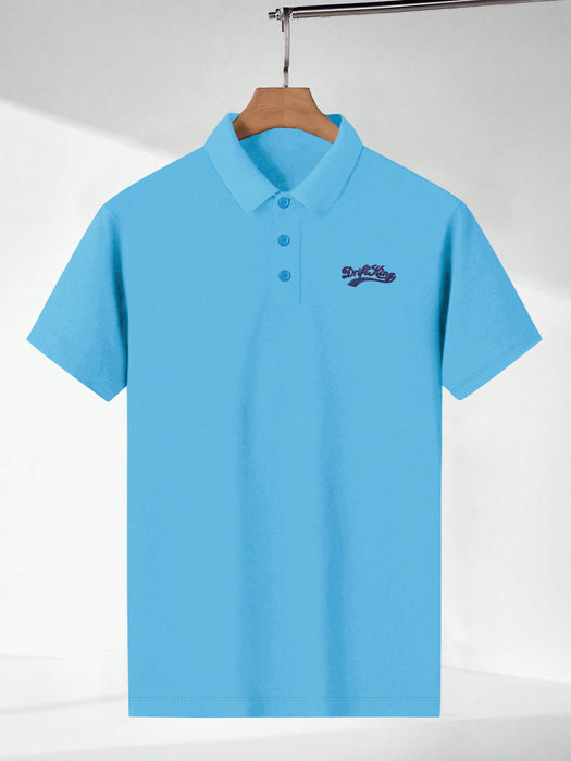Drift King Summer Polo Shirt For Men-Sky With Navy-BR13139