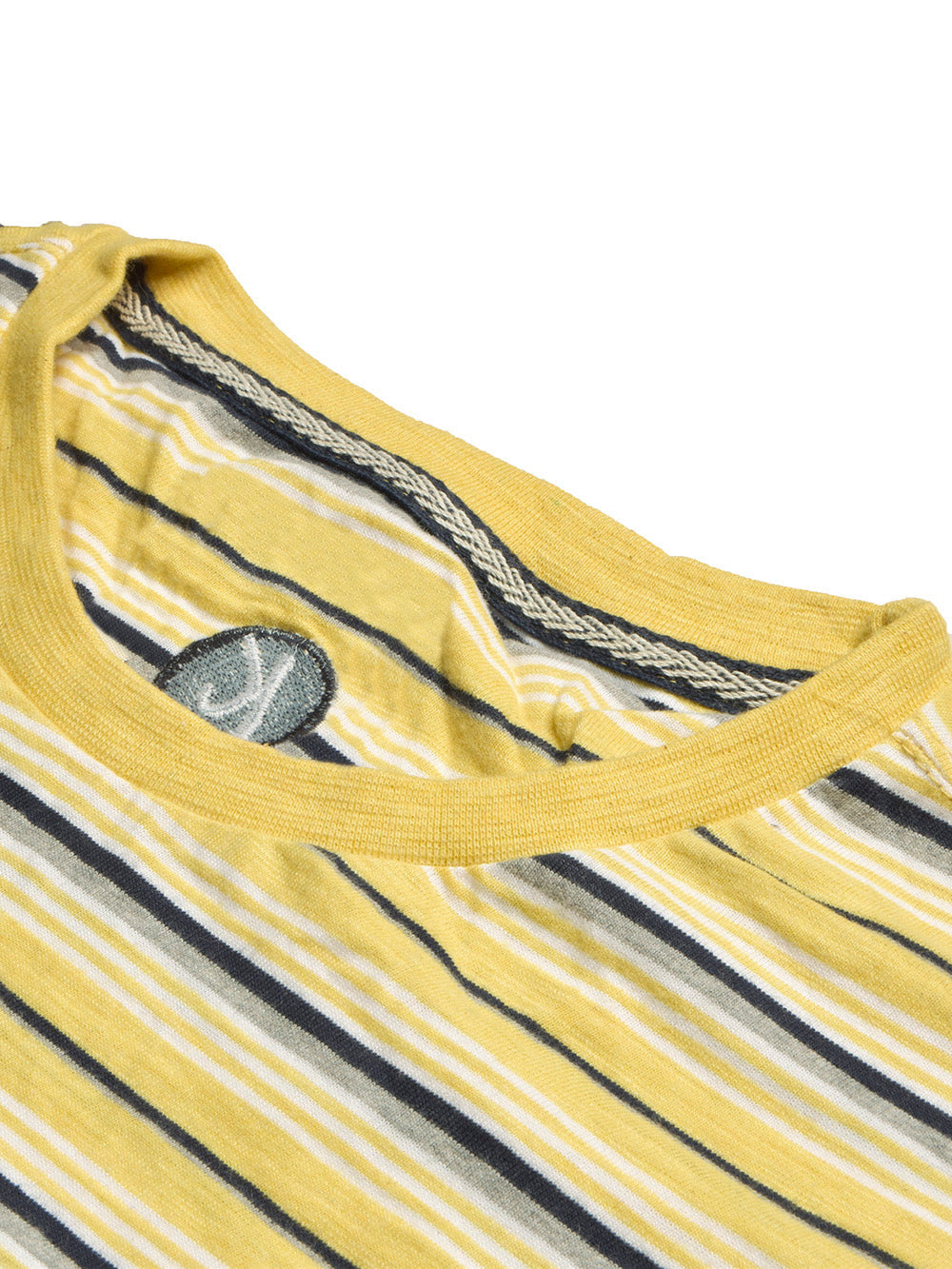 FF Single Jersey Crew Neck Tee Shirt For Men-Yellow with Stripe-BR13295