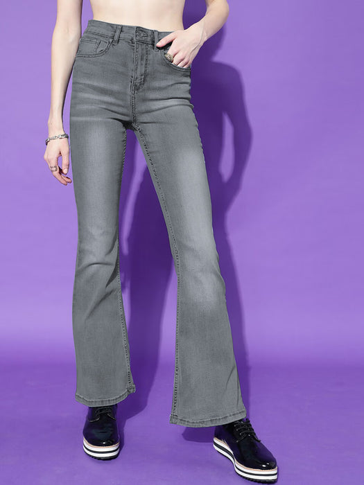 F&F Bootcut Jeans Denim For Ladies-Grey Faded-BR13553