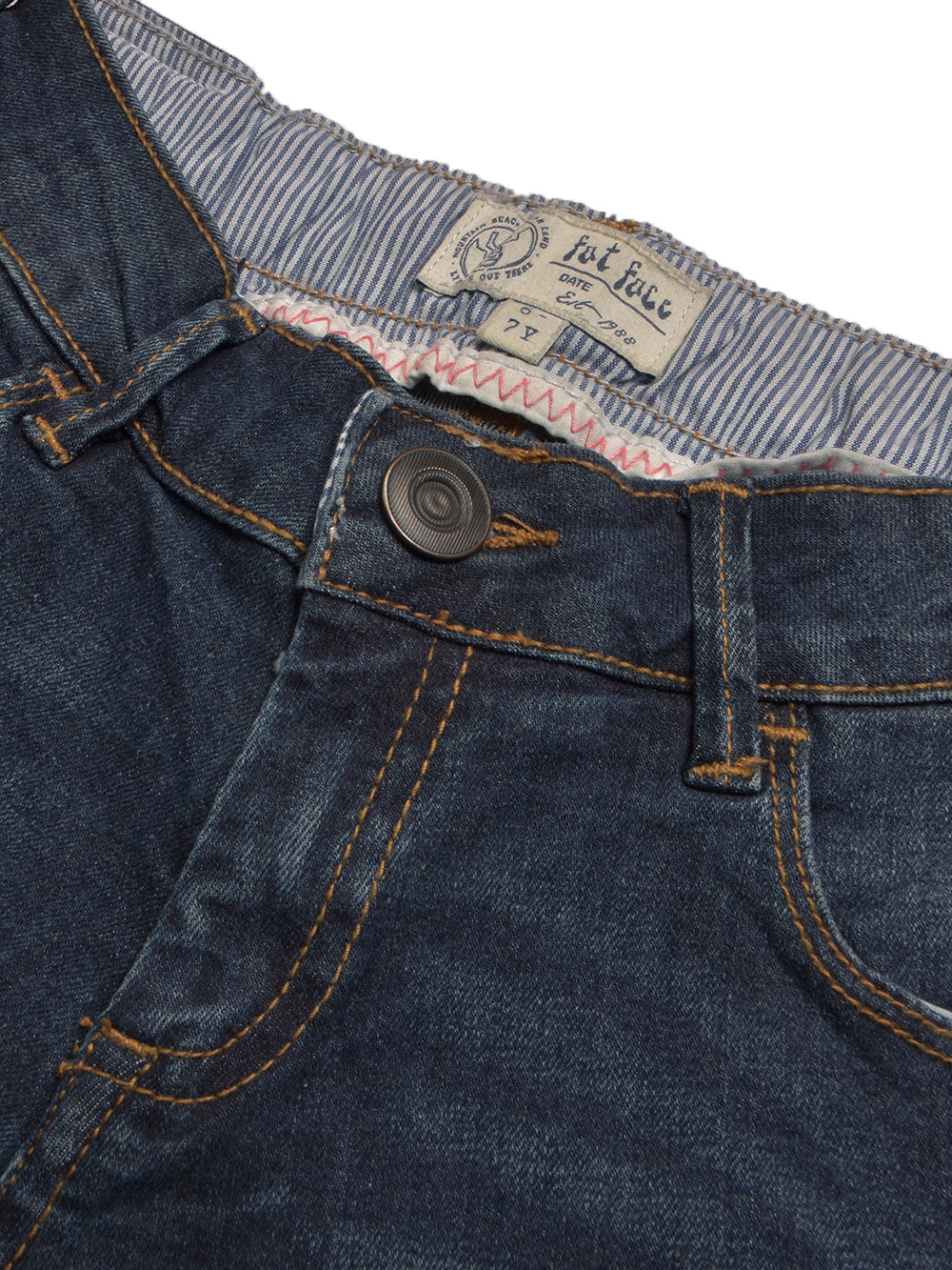 Fat Face Denim Short For Girls-Navy Faded-BR13522