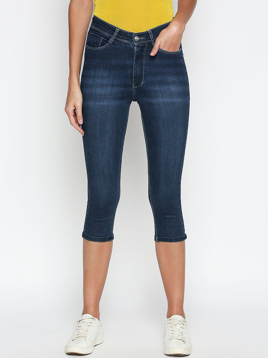 Fat Face Slim Fit Capri For Ladies-Dark Navy Faded-BR13560