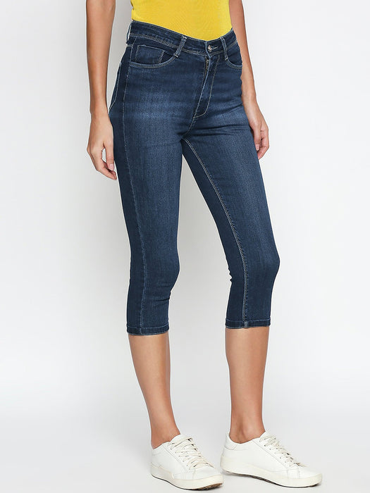 Fat Face Slim Fit Capri For Ladies-Dark Navy Faded-BR13560