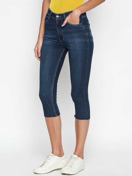 Fat Face Slim Fit Capri For Ladies-Dark Navy Faded-BR13560