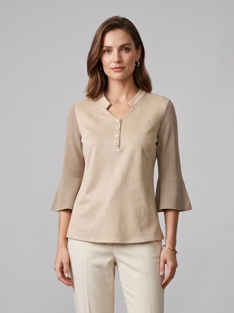 Louis Vicaci Butterfly Sleeve 4 Sided Lycra Ban Top For Ladies-Shine Skin with Net Sleeve-BR720