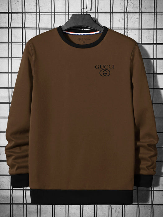 Gucci Fleece Funky Style Sweatshirt For Men-Brown with Black-BR14446