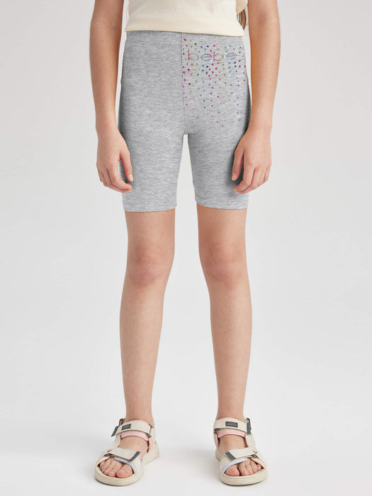 Guess Stylish Legging Short For Girls-Grey Melange with Print-BR13728