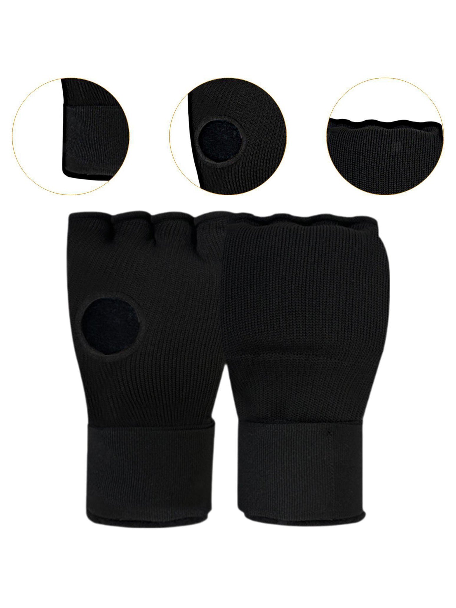 Half Finger Boxing Hand Gel Gloves-Black-LV443