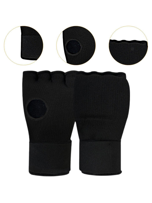 Half Finger Boxing Hand Gel Gloves-Black-LV443
