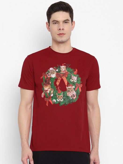 Holiday Time Single Jersey Tee Shirt For Men-Red-BR13480