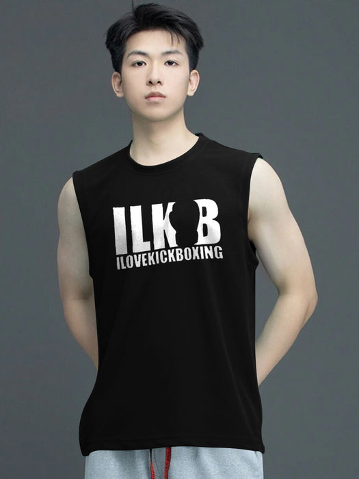 ILKB Viscose Sleeveless Shirt For Men-Black-BR13688