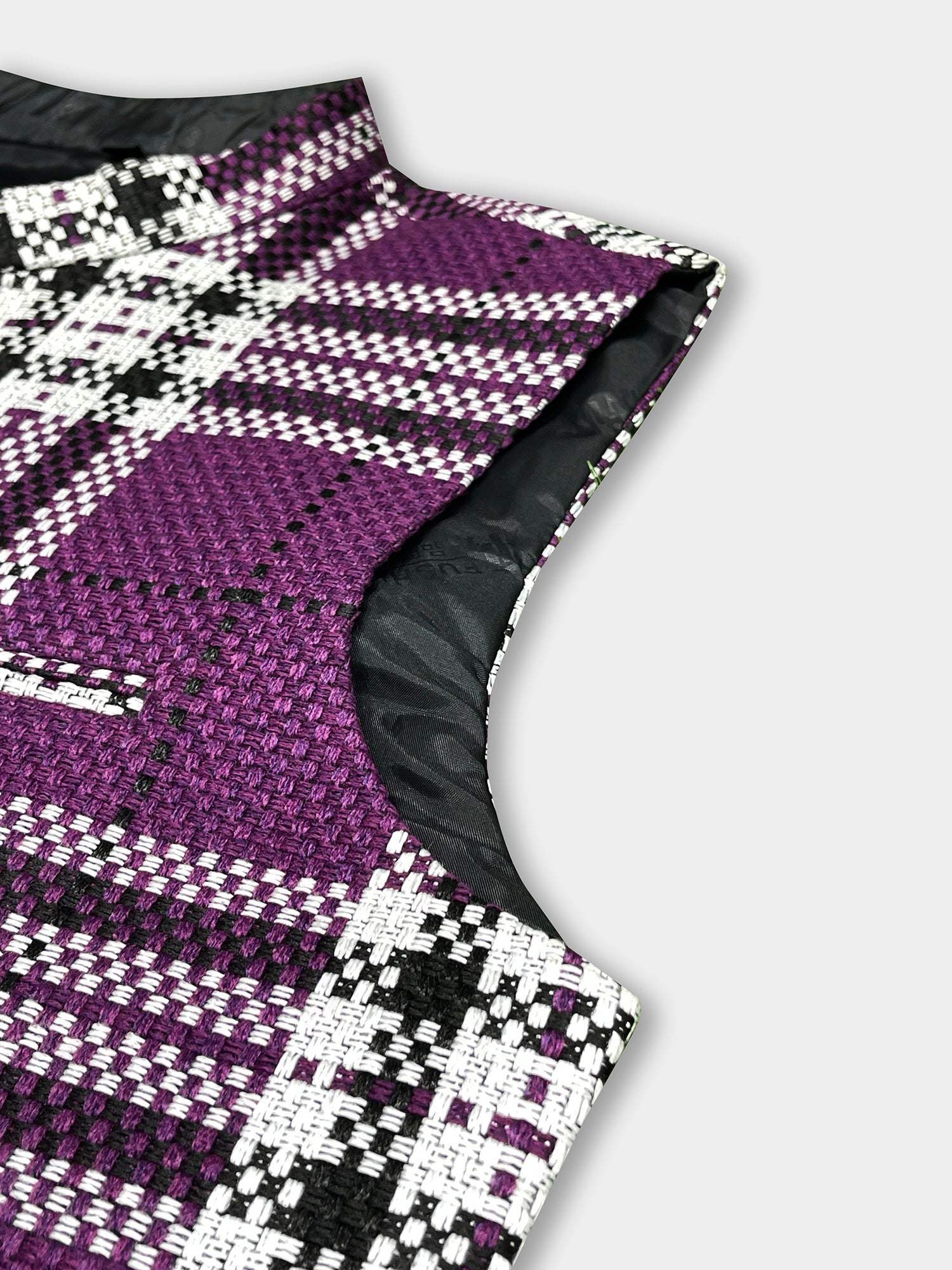 Men’s Premium Checkered Tweed Waistcoat Purple & White-WC01