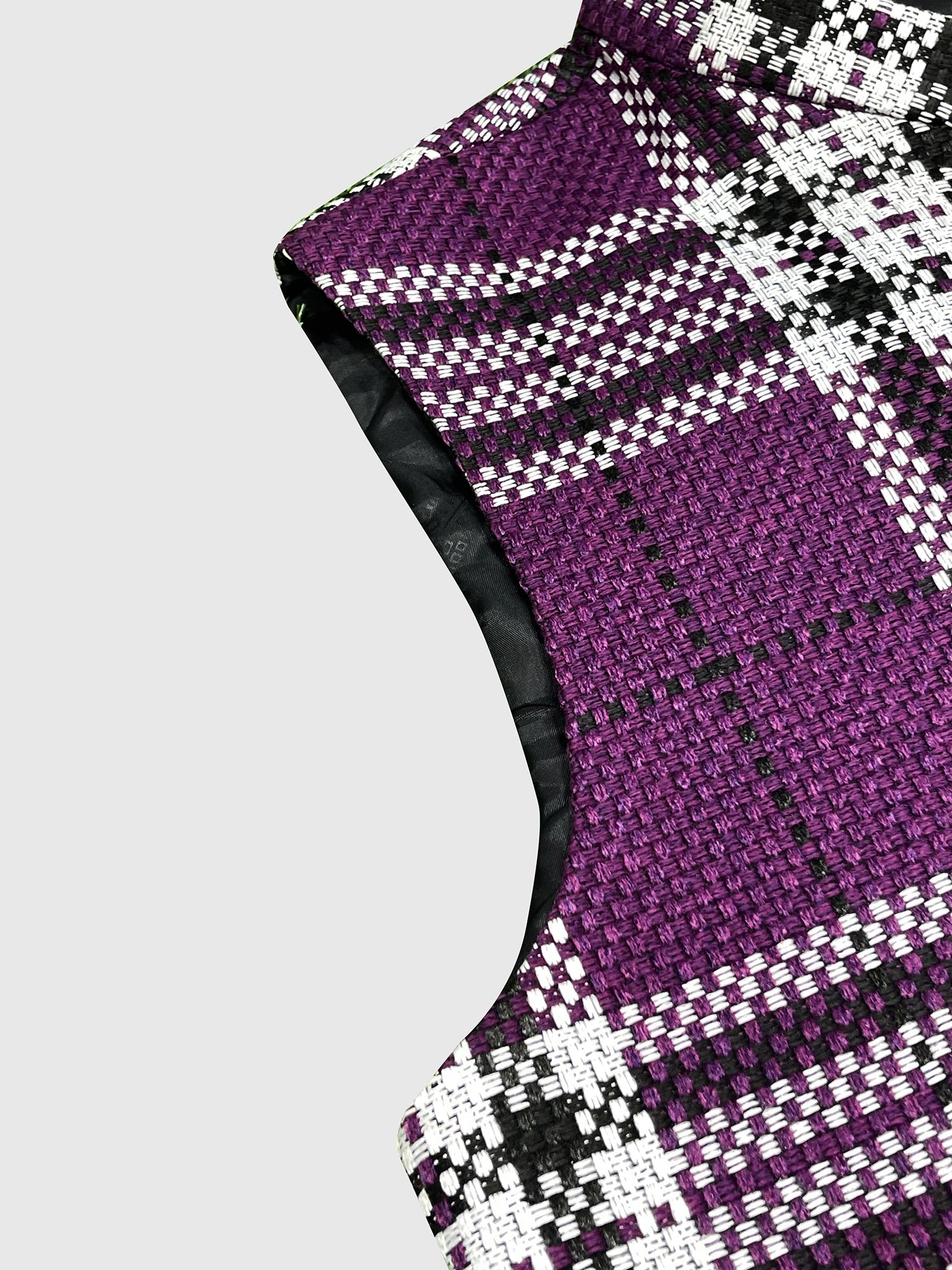 Men’s Premium Checkered Tweed Waistcoat Purple & White-WC01