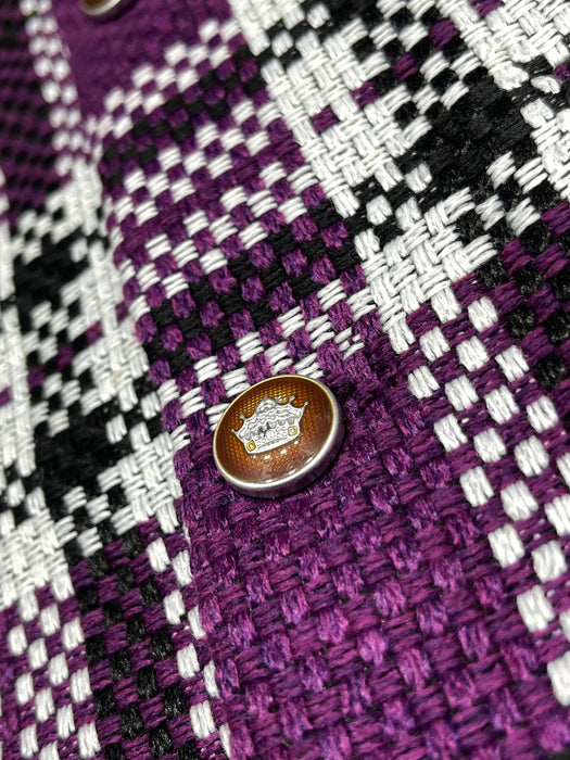 Men’s Premium Checkered Tweed Waistcoat Purple & White-WC01