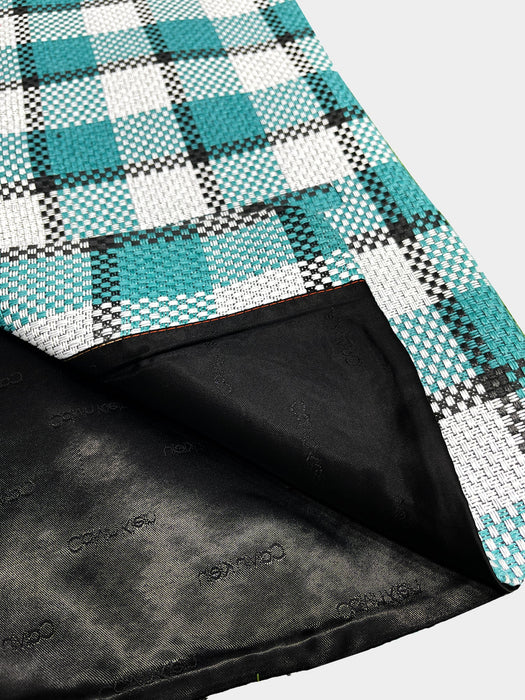 Men’s Premium Checkered Tweed Waistcoat Blue & White-WC02