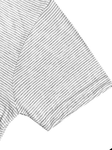 Louis Vicaci Crew Neck Striper Tee Shirt For Men-White & Grey-RT2011