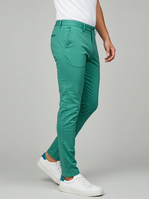 Louis Vicaci Lycra Stretchy Slim Fit Pent For Men-Cyan Blue Melange-RA0128