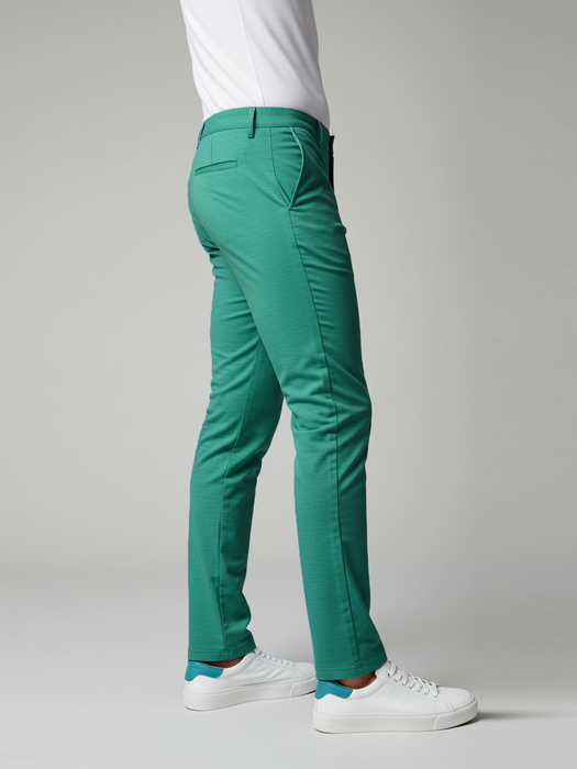 Louis Vicaci Lycra Stretchy Slim Fit Pent For Men-Cyan Blue Melange-RA0128