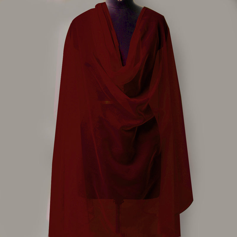 Imported Net Dupatta-Burgundy