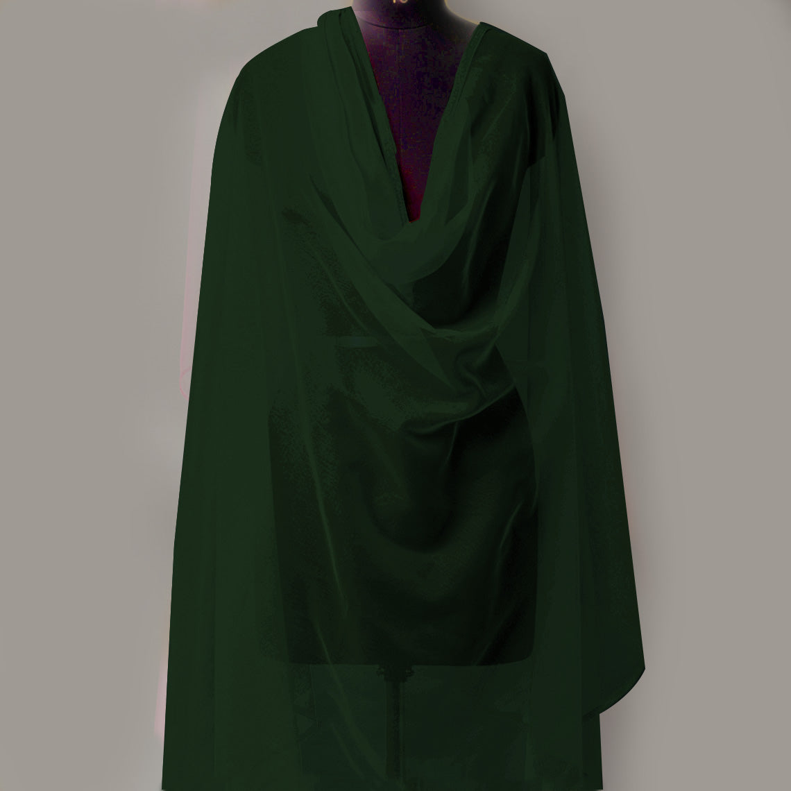 Imported Net Dupatta-Dark Green