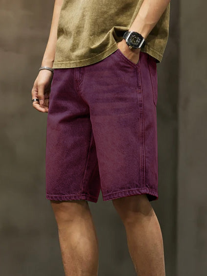 Indigo Jeans Short For Boys-Burgundy Faded-BR13548