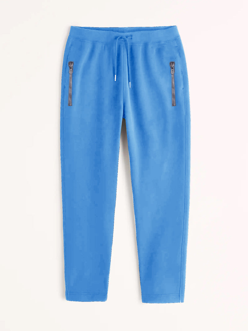 Drift King Regular Fit Zipper Fleece Jogger Trouser For Men-Cyan Blue-BE15392