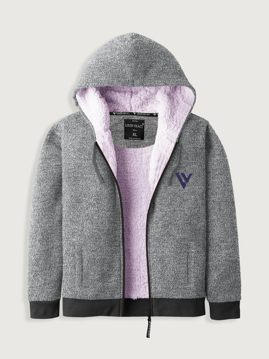 Louis Vicaci Fur Zipper Hoodie For Men-Heather Grey Melange-RT1555