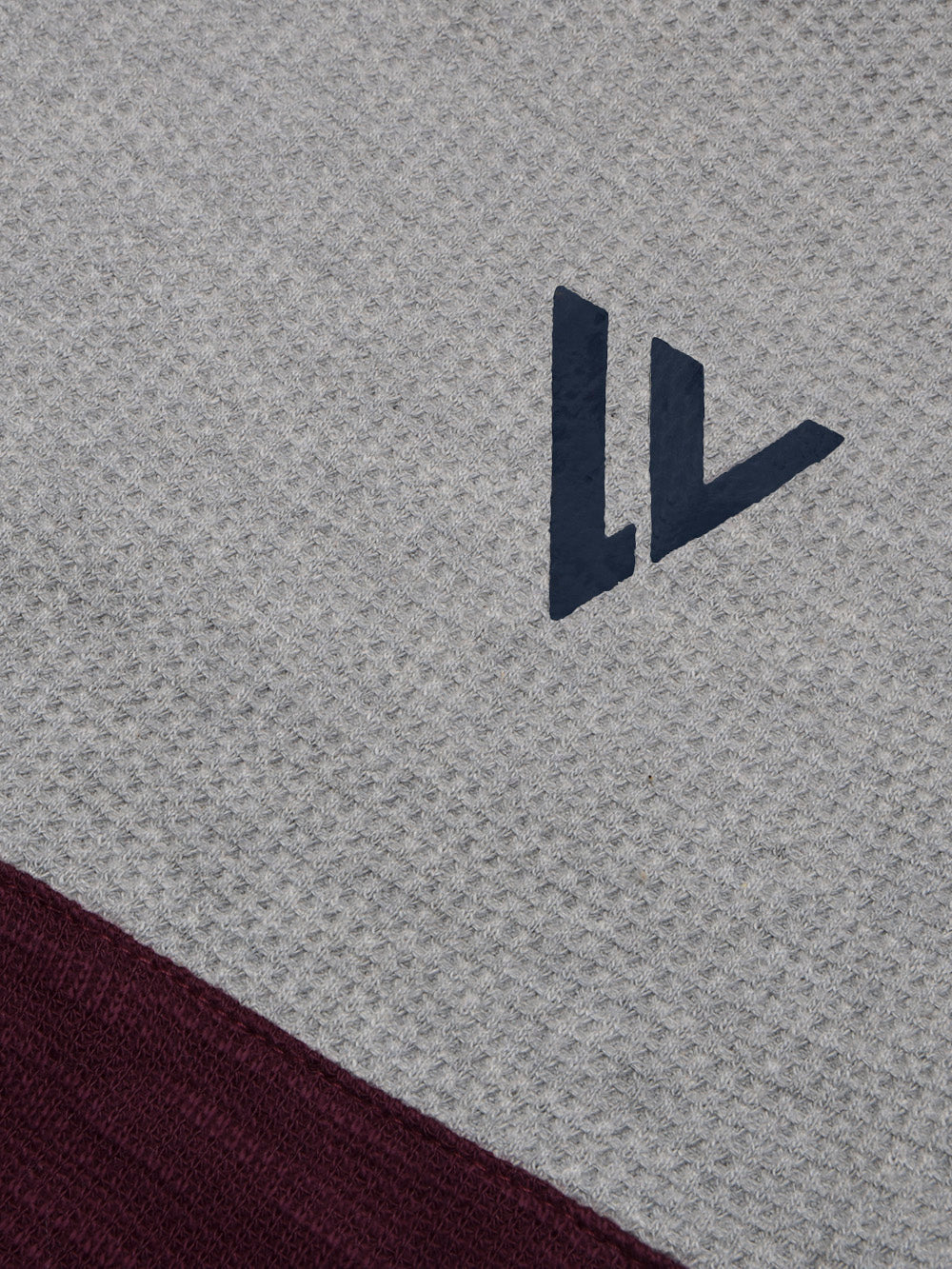 LV Crew Neck Long Sleeve Thermal Tee Shirt For Kids-Grey with Maroon & Dark Green-BR13218