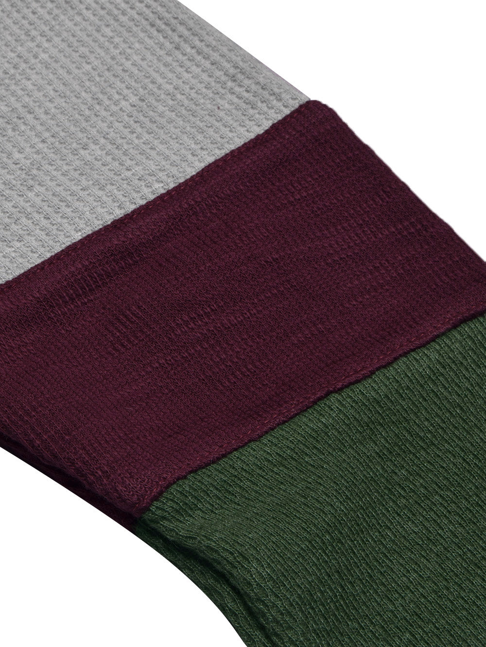 LV Crew Neck Long Sleeve Thermal Tee Shirt For Kids-Grey with Maroon & Dark Green-BR13218