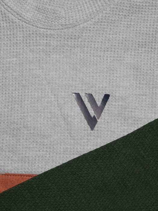 LV Crew Neck Long Sleeve Thermal Tee Shirt For Kids-Grey with Orange & Green-BR13220