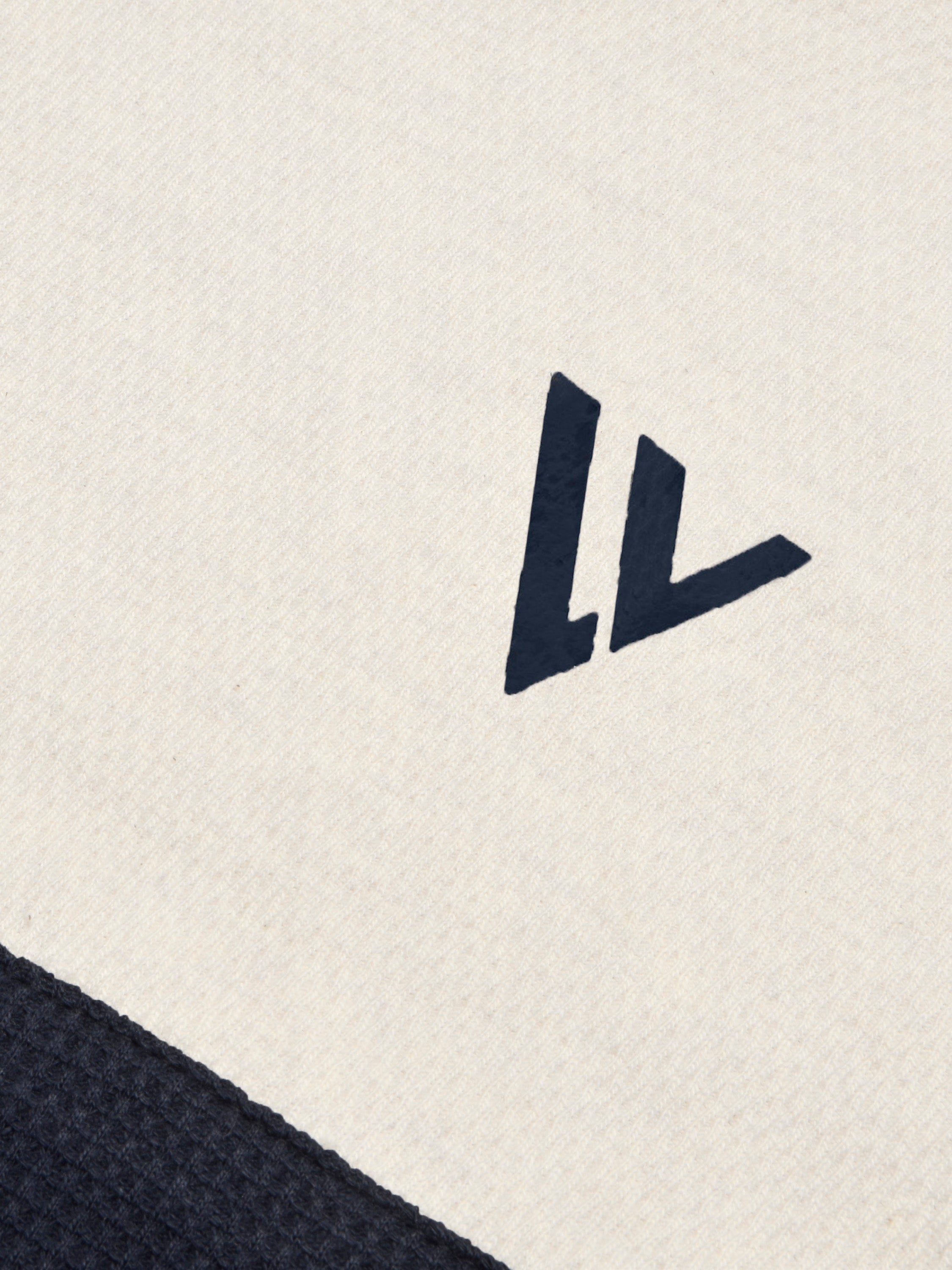 LV Crew Neck Long Sleeve Thermal Tee Shirt For Kids-Off White with Navy & Zinc-BR13219