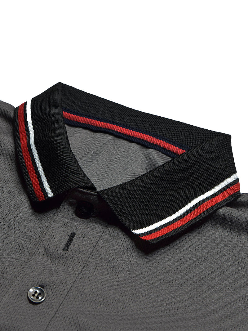 Stylish Spandex Dry Polo Shirt For Men-Black-BE1342/Rt024
