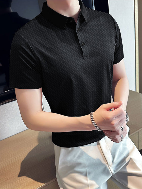 Summer Dry Fit Polo Shirt For Men-Black-BE1342/Rt009