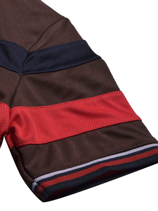 LV Summer Active Wear Polo Shirt For Men-Dark Brown with Stripe-BR13878