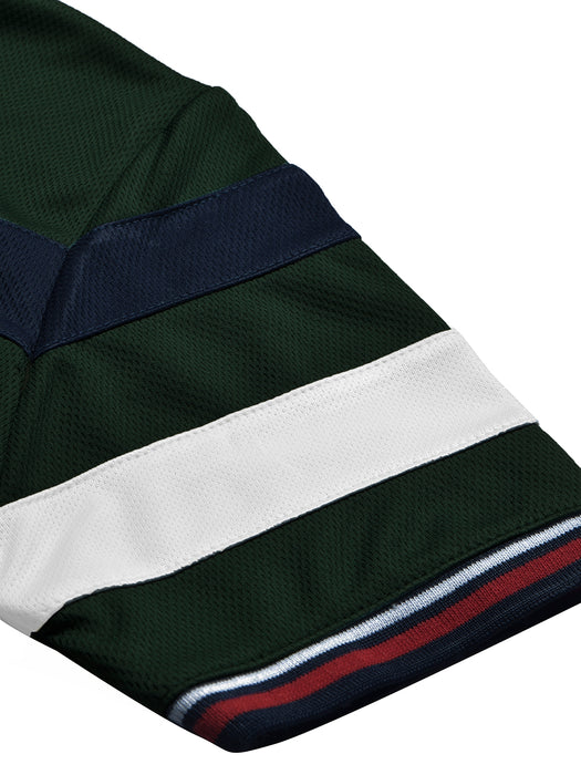 LV Summer Active Wear Polo Shirt For Men-Dark Green with Stripe-BR13779