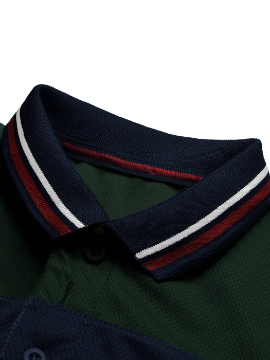 LV Summer Active Wear Polo Shirt For Men-Dark Green with Stripe-BR13779