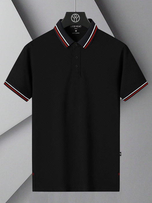 LV Summer Active Wear Polo Shirt For Men-Black-BR13584