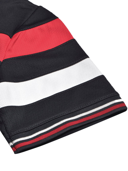 LV Summer Active Wear Polo Shirt For Men-Dark Navy with Red & White Stripe-BR13555