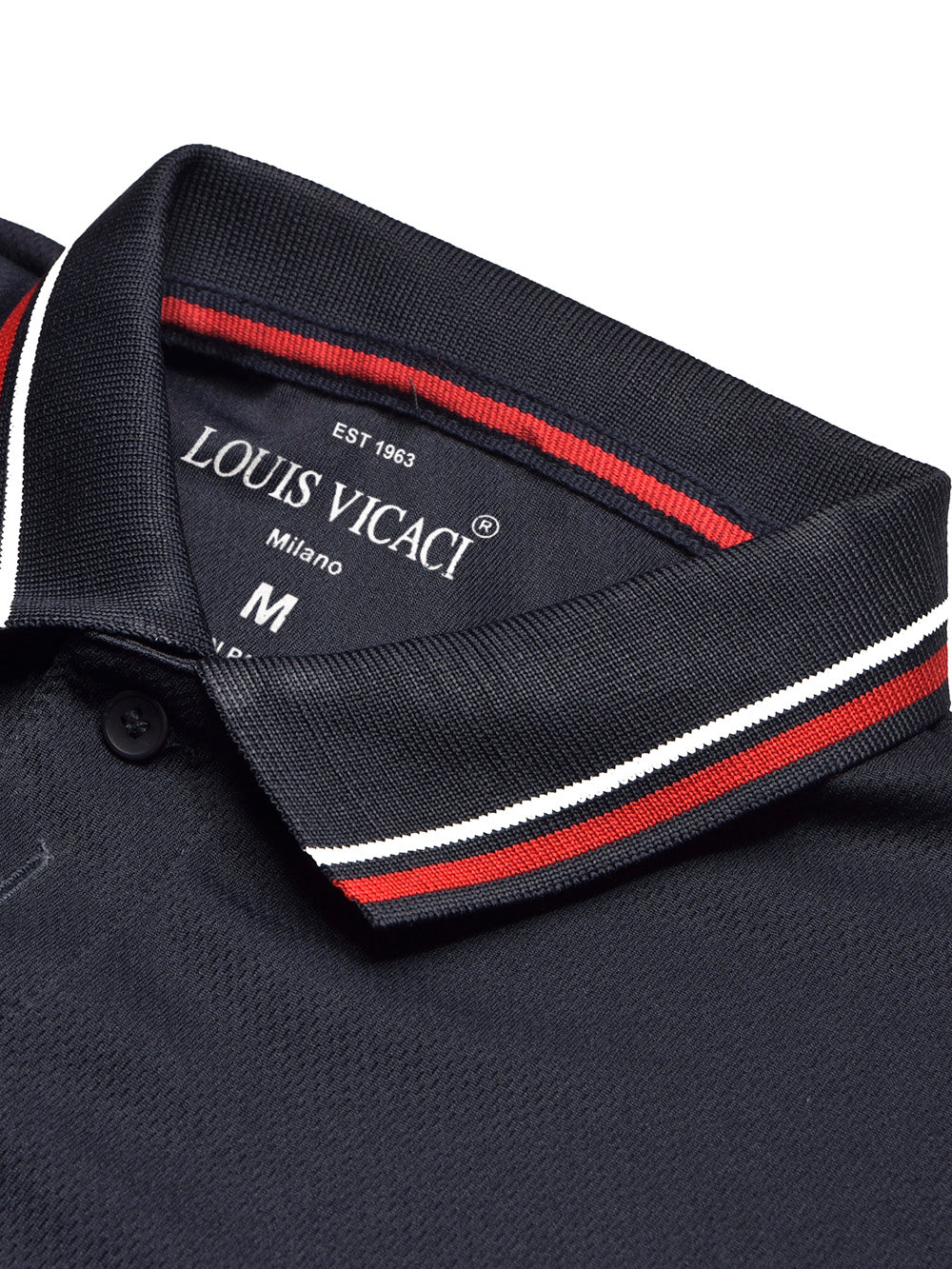 Summer Active Wear Polo Shirt For Men-Dark Navy with Red & White, Blue Panels-BR13556
