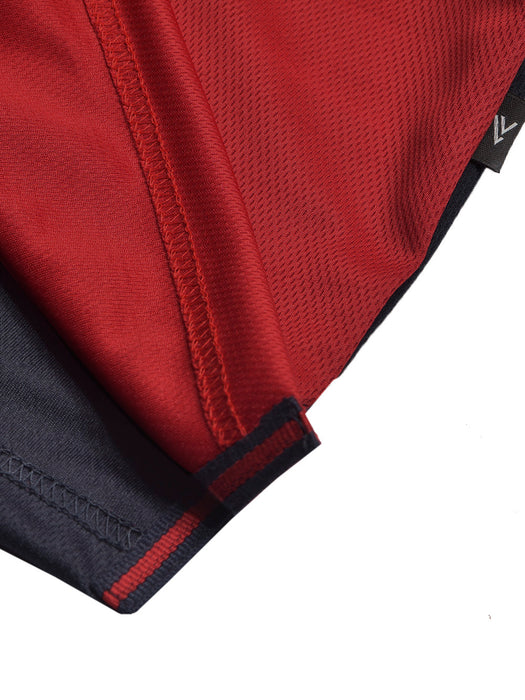 LV Summer Active Wear Polo Shirt For Men-Dark Navy with Red & White, Blue Panels-BR13556