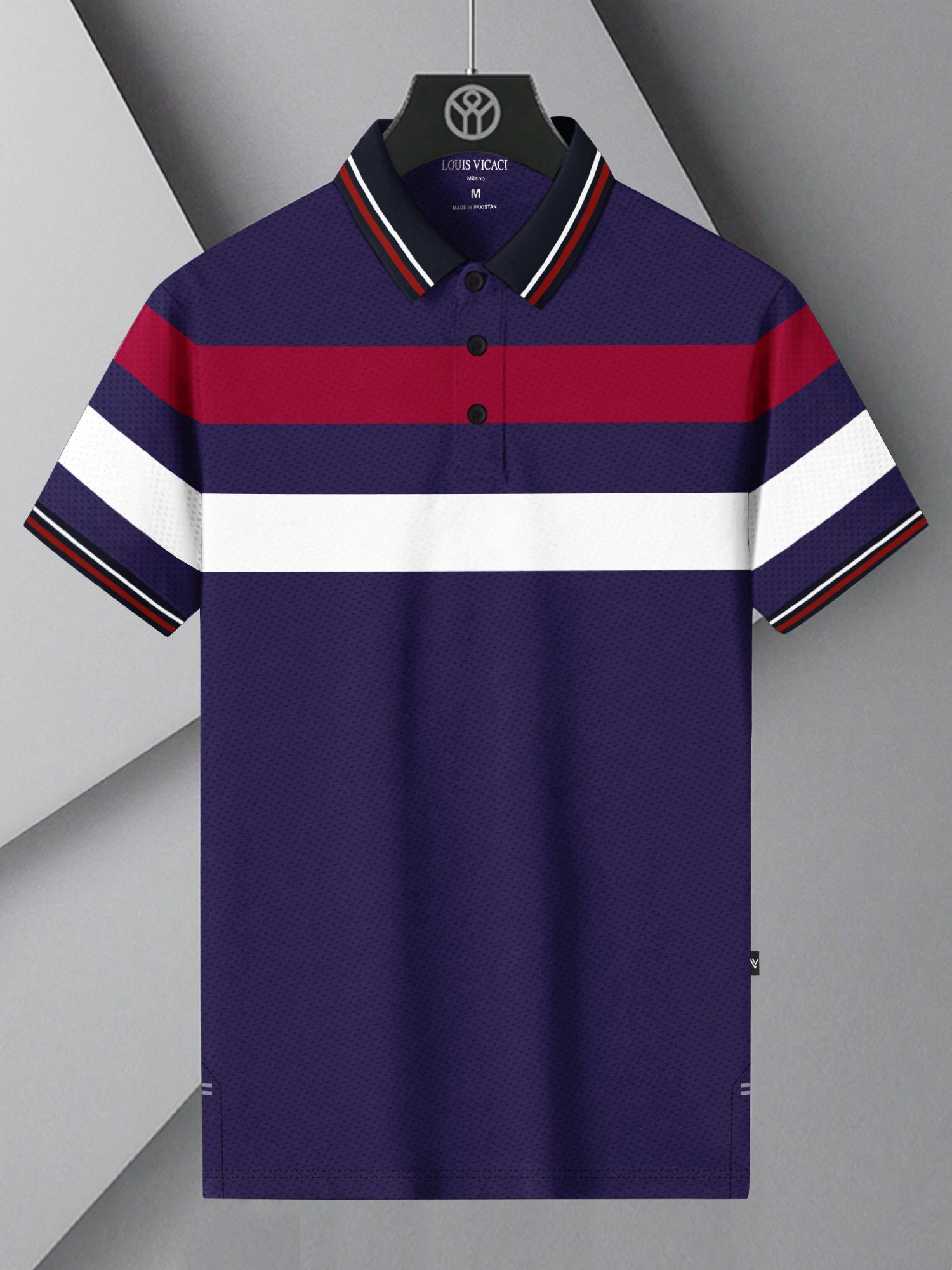 LV Summer Dry Fit Polo Shirt For Men-Dark Purple with Stripe-BR13805