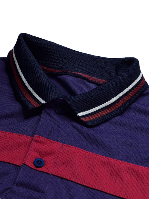 LV Summer Active Wear Polo Shirt For Men-Dark Purple with Stripe-BR13805