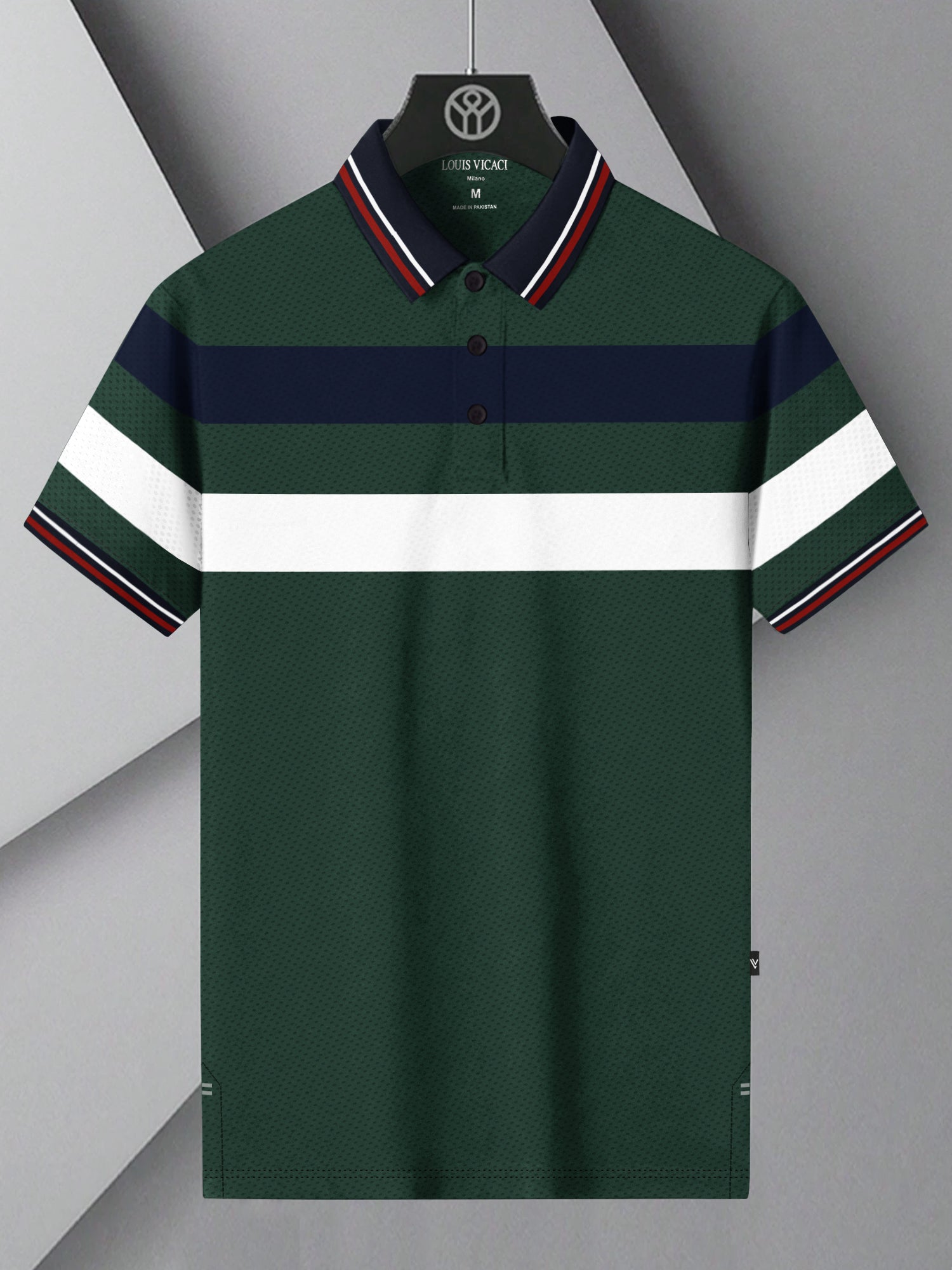 LV Summer Dry Fit Polo Shirt For Men-Green with Stripe-BR13780