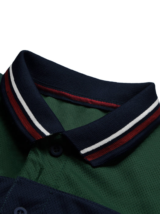 LV Summer Active Wear Polo Shirt For Men-Green with Stripe-BR13780