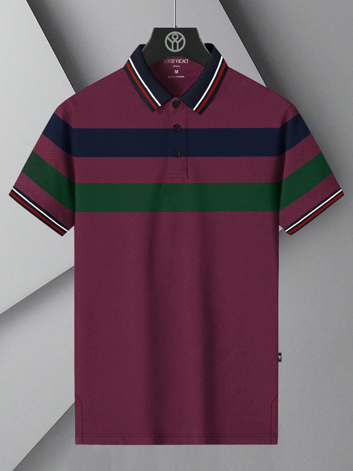 LV Summer Dry Fit Polo Shirt For Men-Light Maroon with Stripe-BR13746