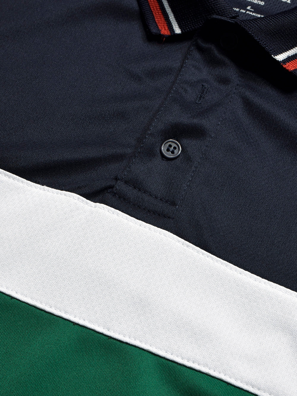 LV Summer Dry Fit Polo Shirt For Men-Navy with White & Green Panel-BR13634